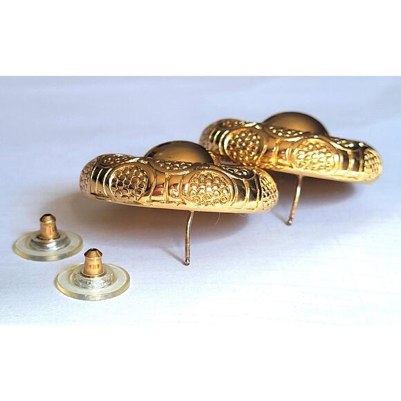 Christian Dior Medallion Pierced Earrings - Signed Vintage Chic Estate Find - Picture 8 of 11